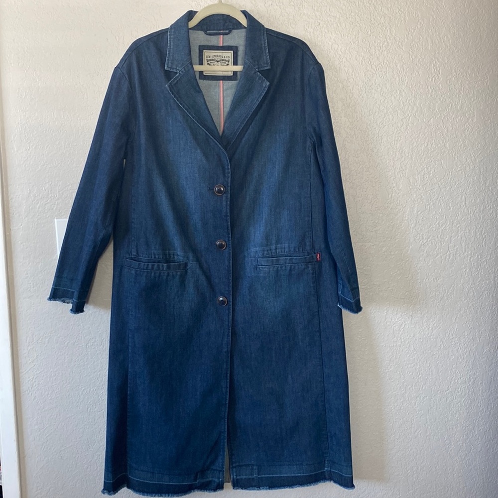 Levi’s long button front western denim duster